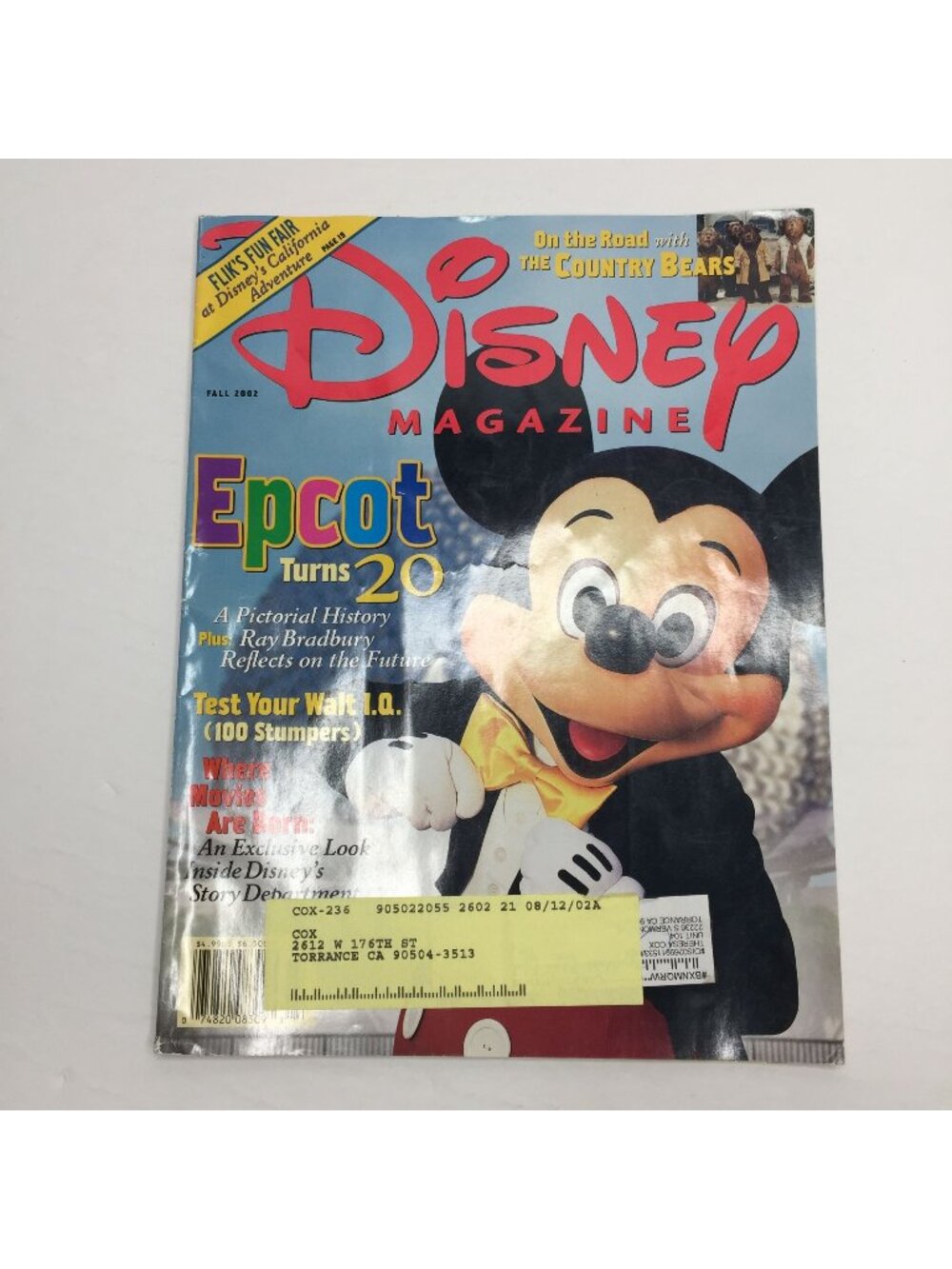 Disney Magazine Fall 2002 Epcot 20th Anniversary Mickey Mouse Cover